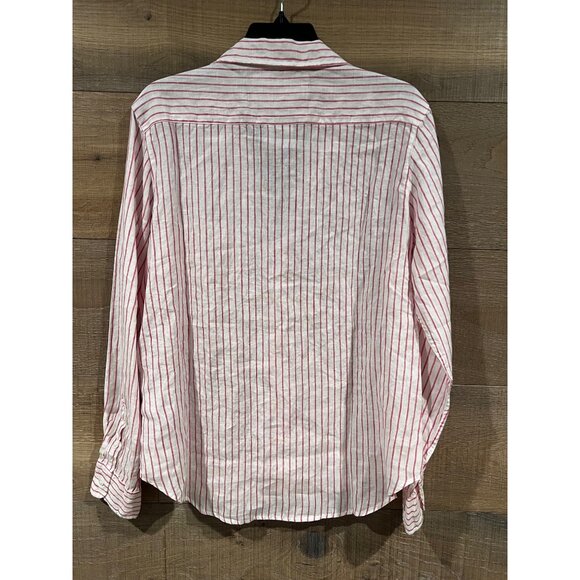 NEW FRANK & EILEEN EILEEN RELAXED BUTTON-UP SHIRT IN PINK STRIPE LINEN - Picture 7 of 10